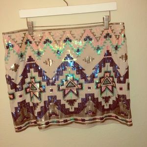 Express Mini multi-colored sequin skirt